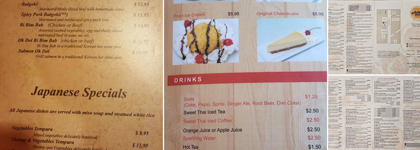 Asian Delight NH Menu