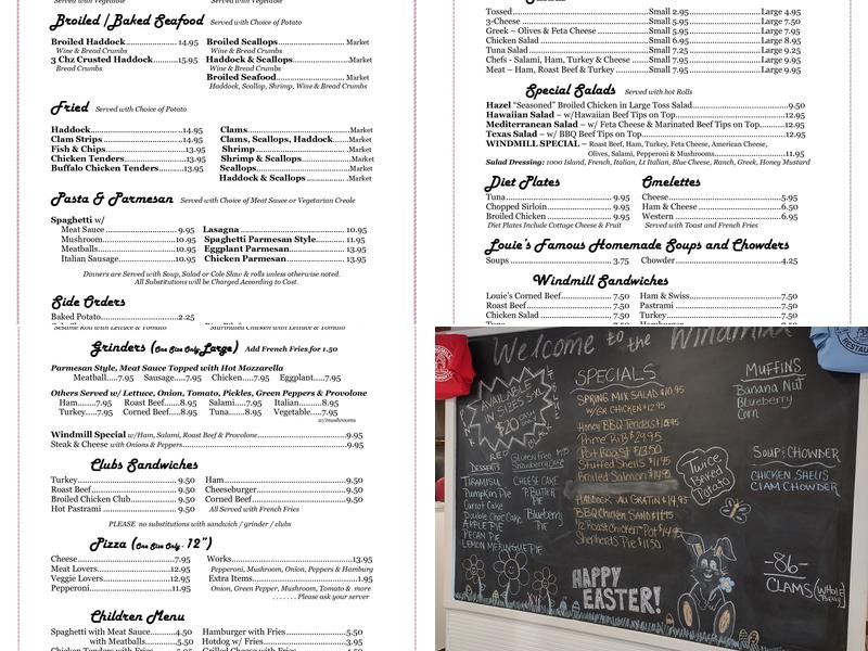 The Windmill Restaurant Inc. Menu