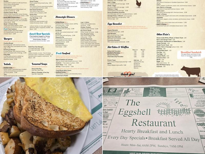 The Eggshell Restaurant Menu