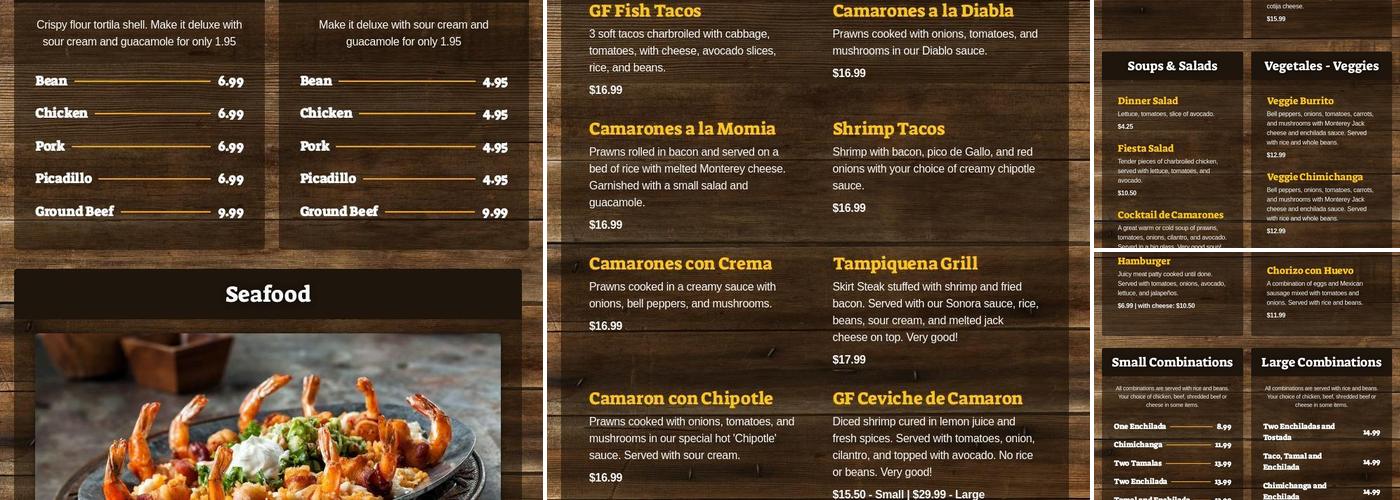 Sonora Restaurant Menu