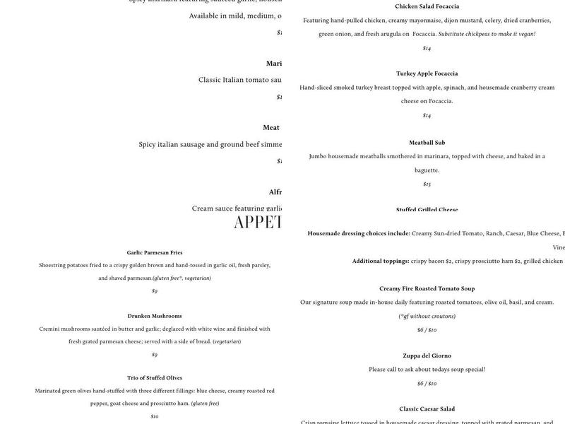 The Stuffed Olive Menu