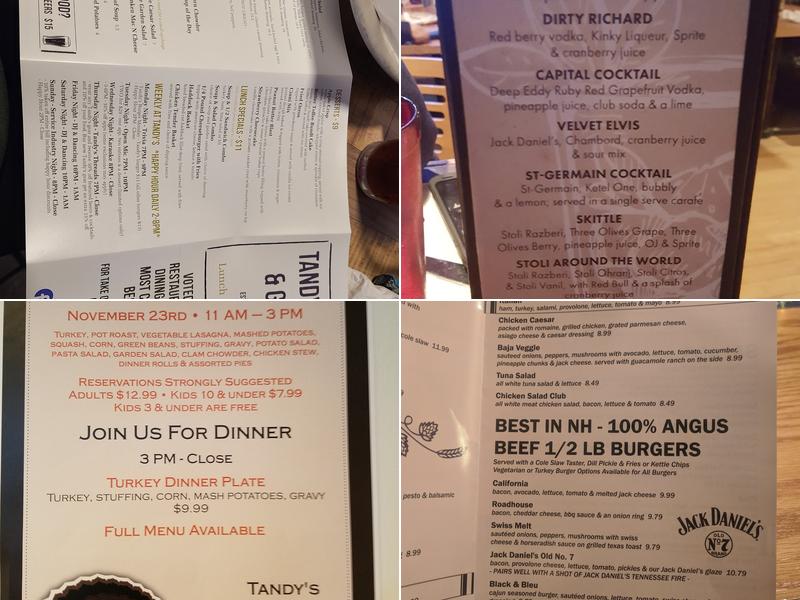 Tandy's Pub & Grille Menu