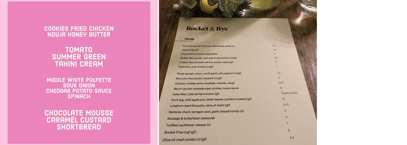 Rocket & Rye Menu