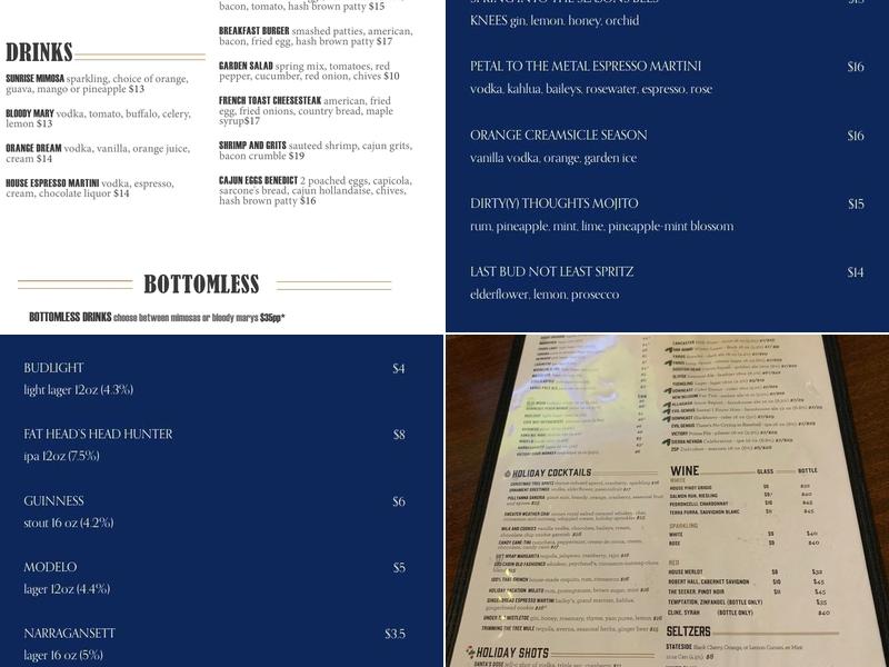 Craftsman Row Saloon Menu