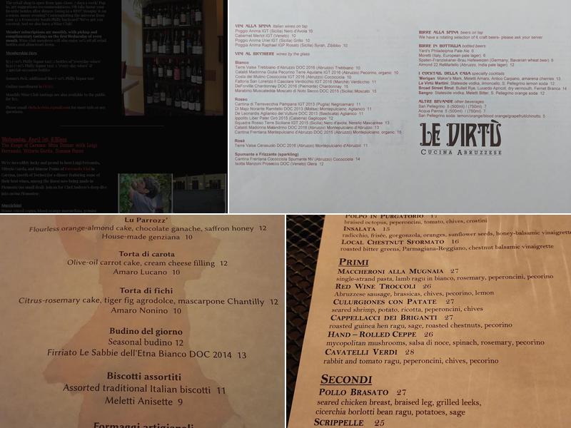Le Virtù Menu