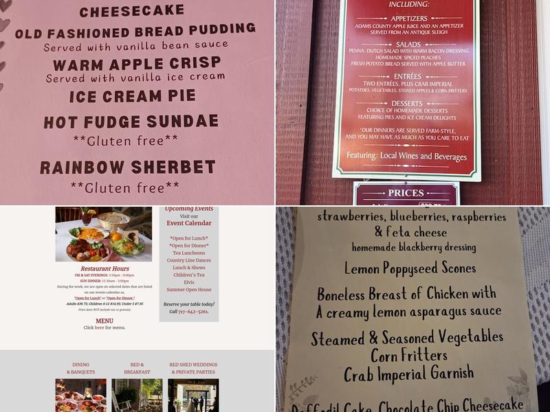 Hickory Bridge Farm Restaurant ~ Bed & Breakfast Menu