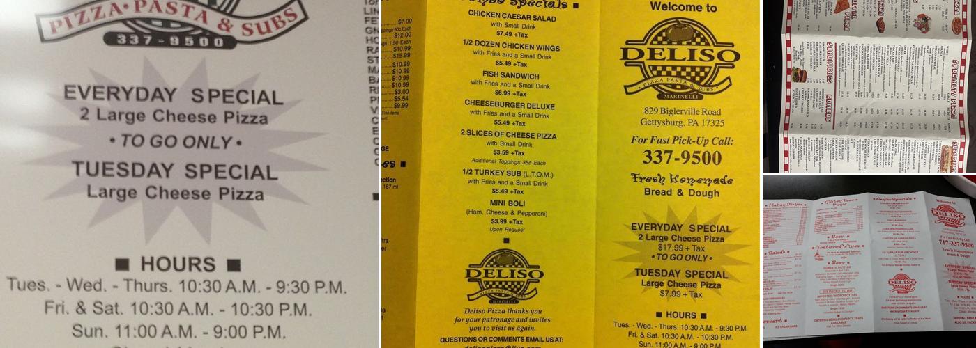 Deliso Pizza Menu
