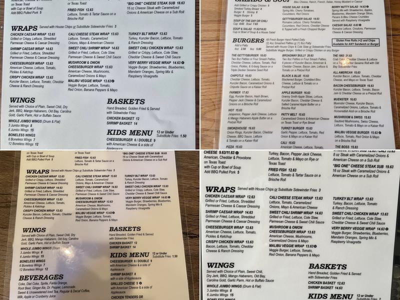 The Gettysburger Company Menu