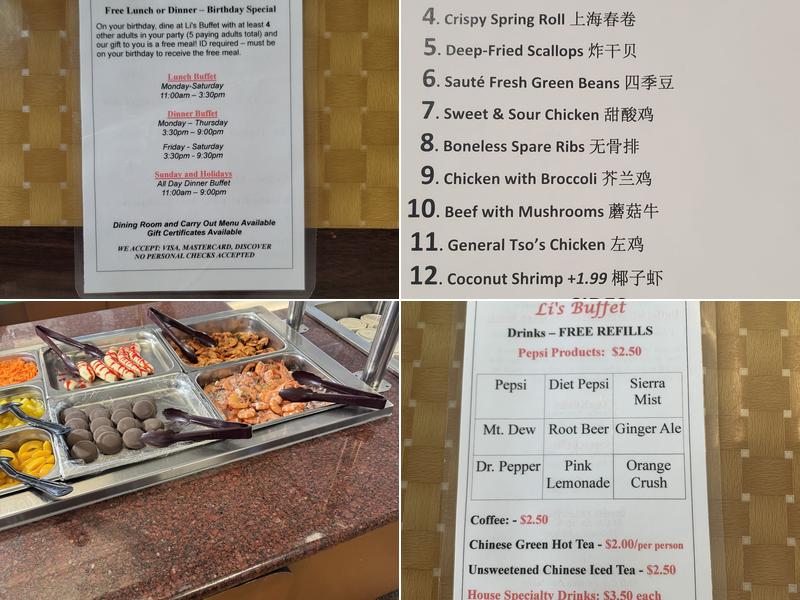 Li's Buffet Menu
