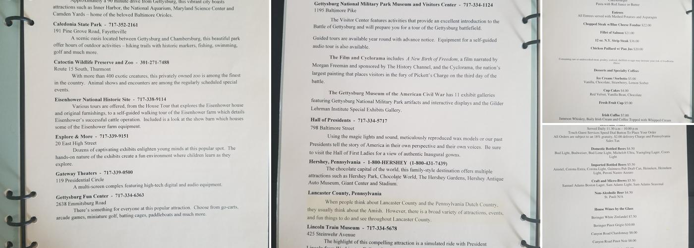 1863 Restaurant Menu