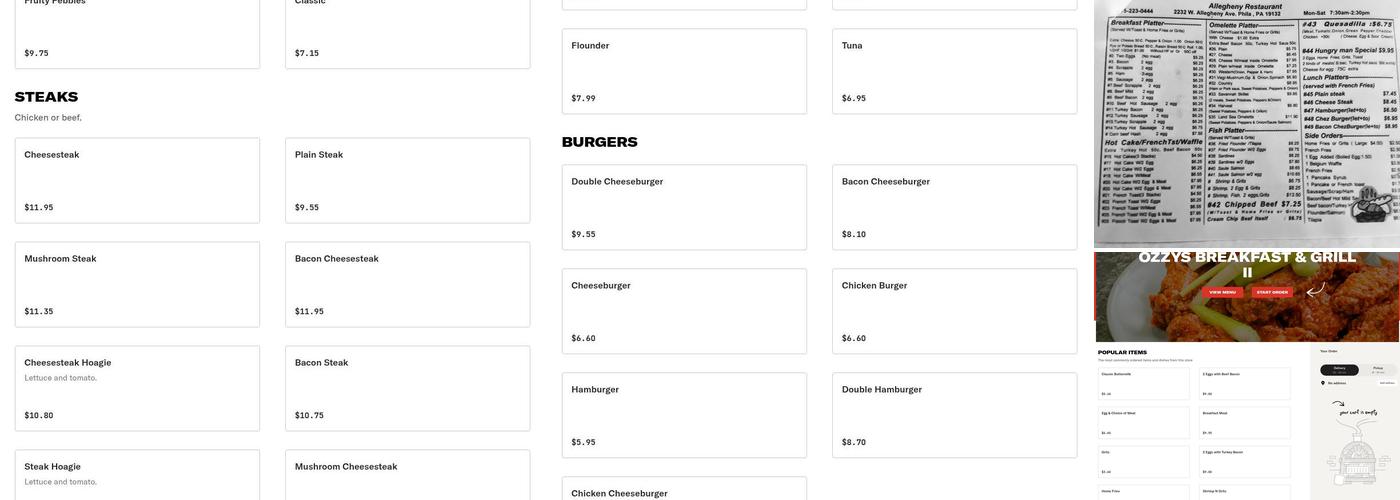 Ozzys Breakfast & Grill II Menu