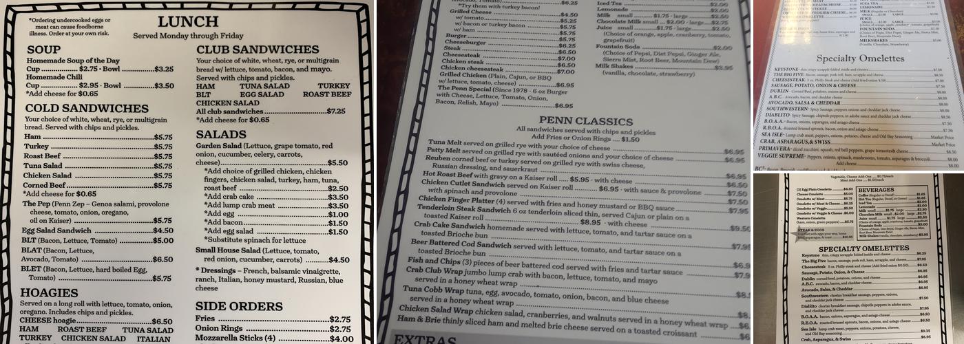 Penn Restaurant Menu