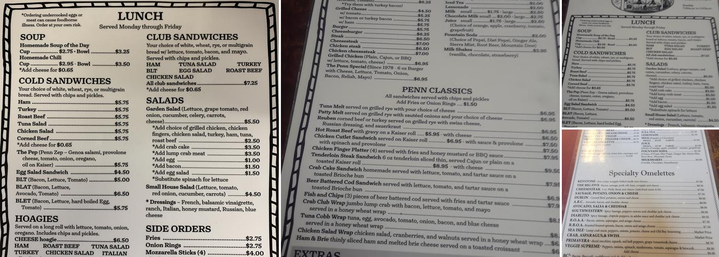 Penn Restaurant Menu