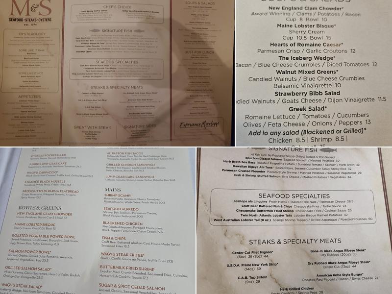 McCormick & Schmick's Seafood & Steaks Menu