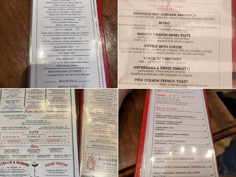 Butcher Bar Menu
