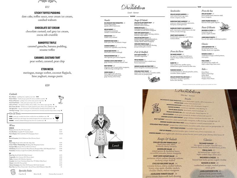 The Dandelion Menu