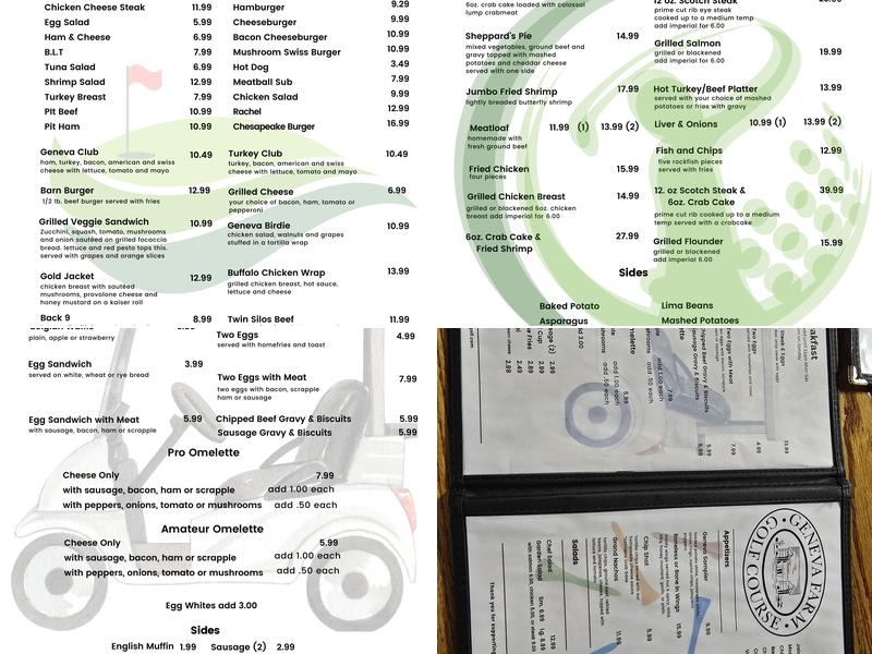 Twin Silos Restaurant @ Geneva Farm Golf Course Menu