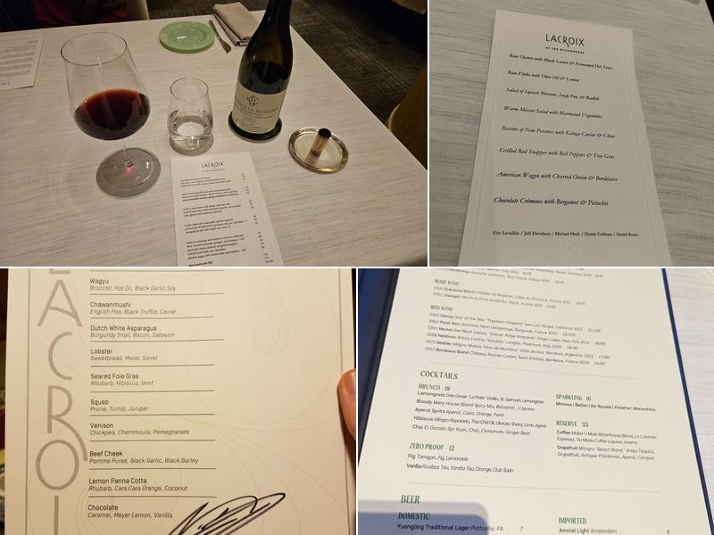 Lacroix Restaurant at The Rittenhouse Menu