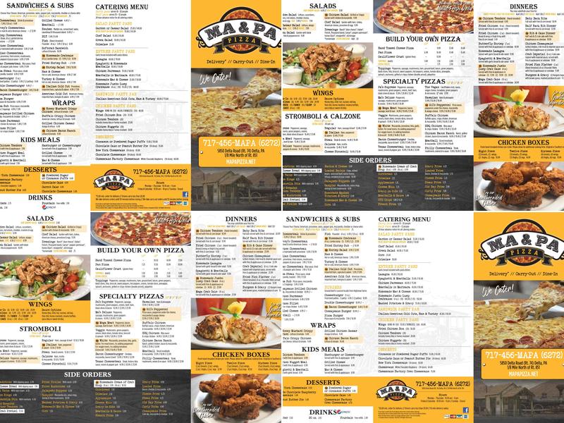 Ma & Pa Pizza Menu