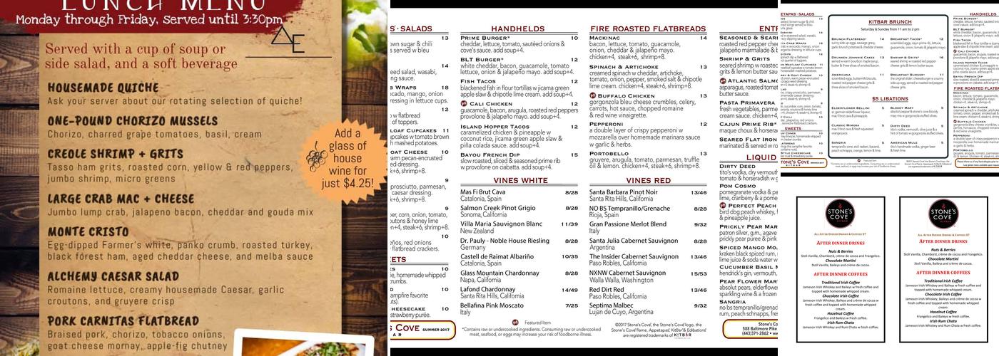 Alchemy Elements Restaurant Menu