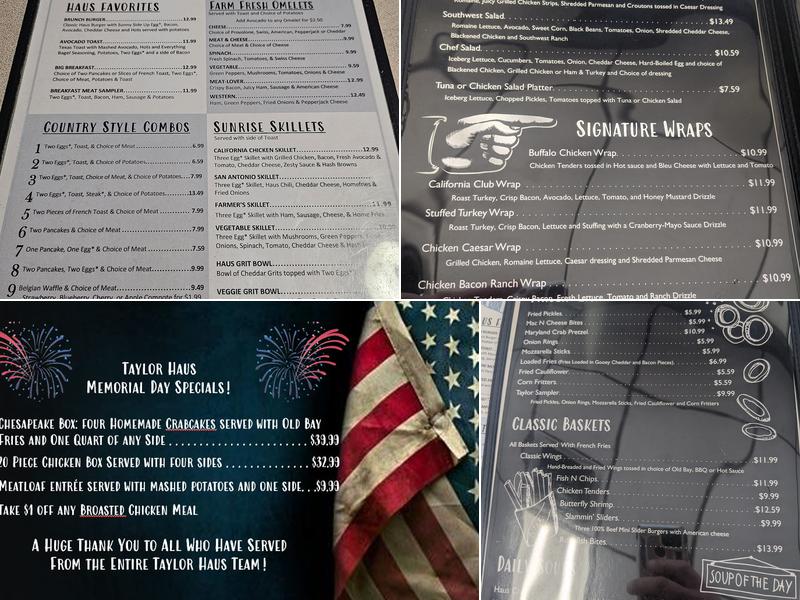 Taylor Haus Family Restaurant Menu