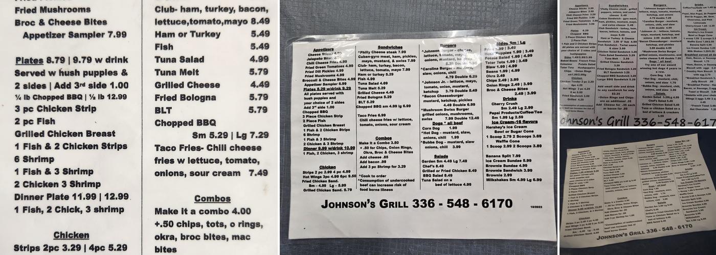 Johnson's Family Grill Menu