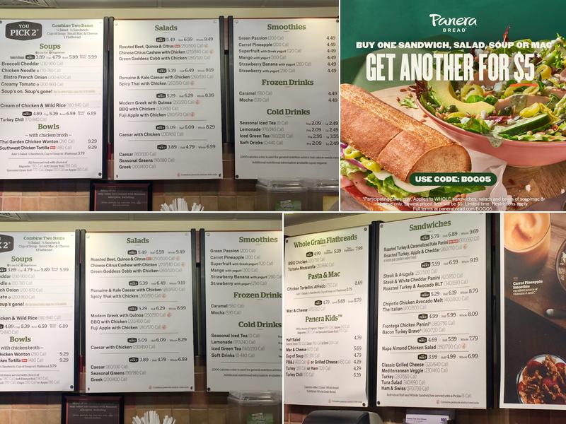 Panera Bread Menu