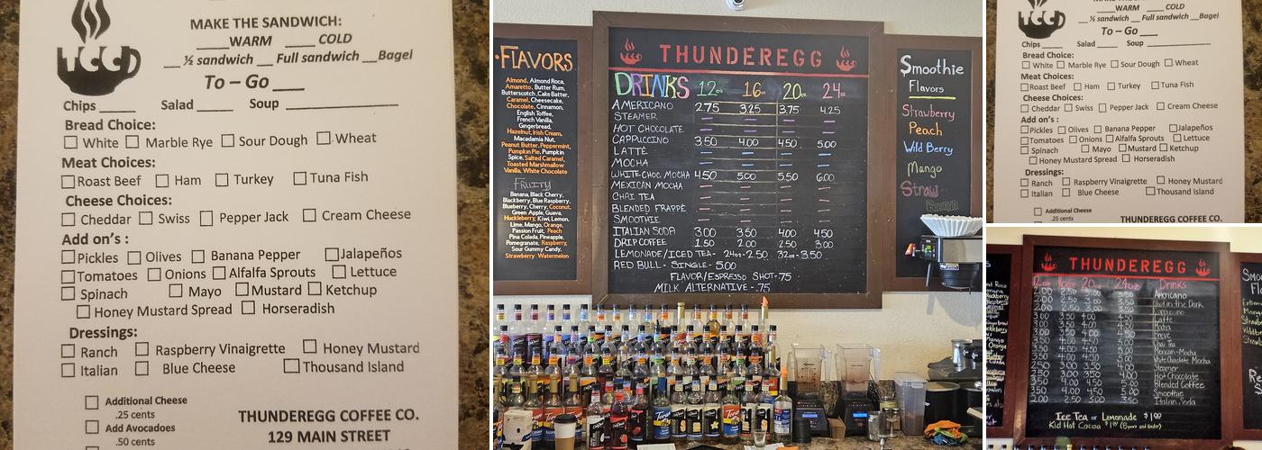 Thunderegg Coffee Co. Menu