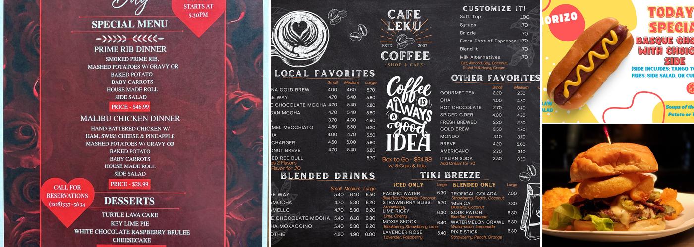 Moxie Java Bistro Menu