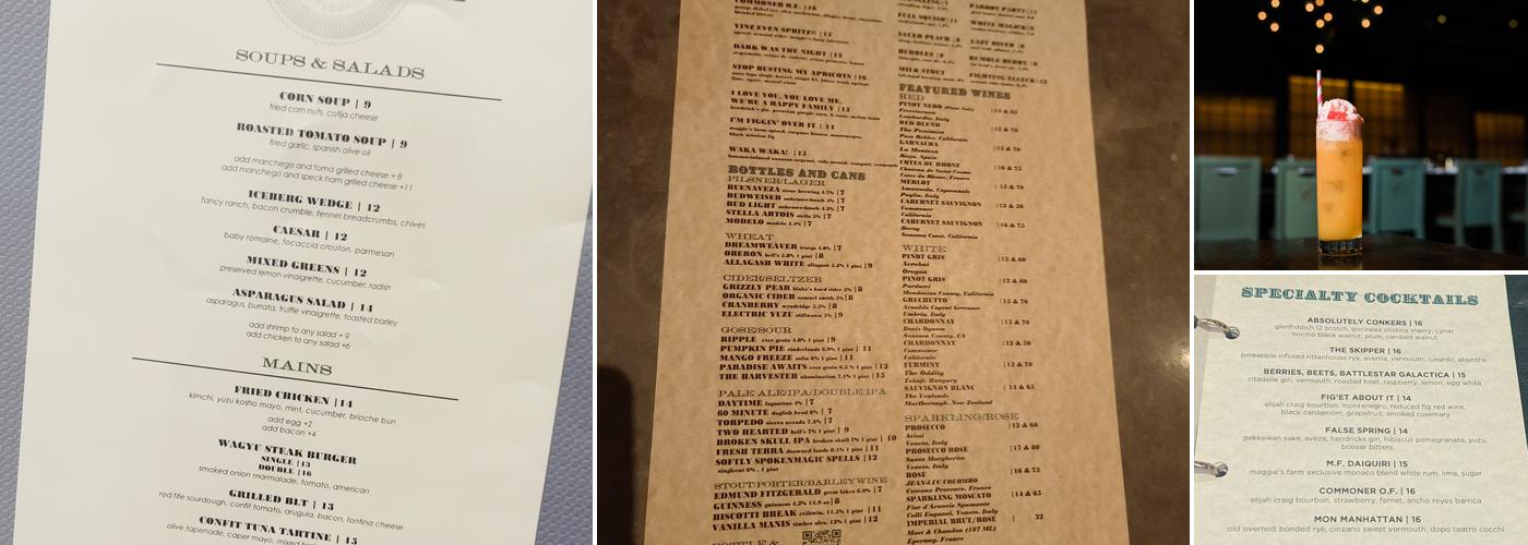 The Commoner Menu