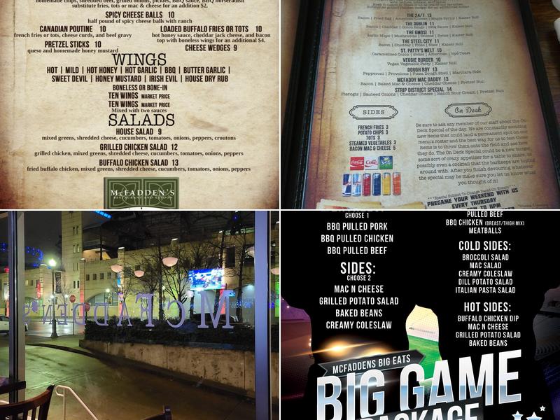McFadden's Menu