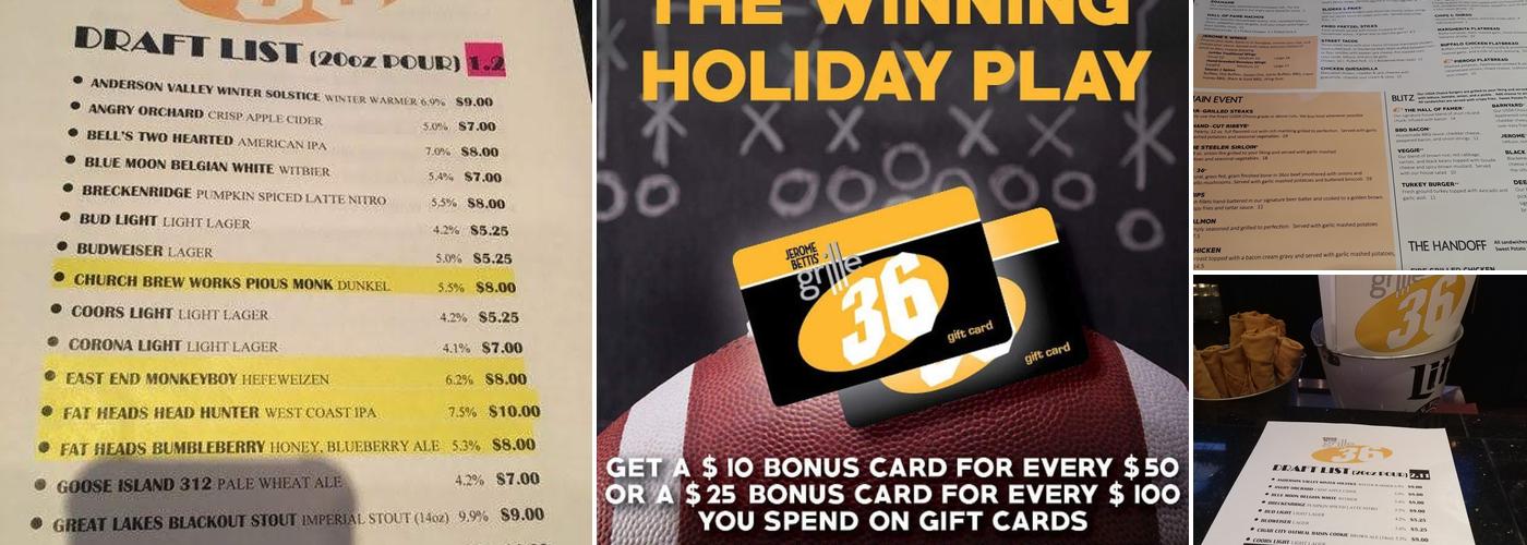 Jerome Bettis' Grille 36 Menu