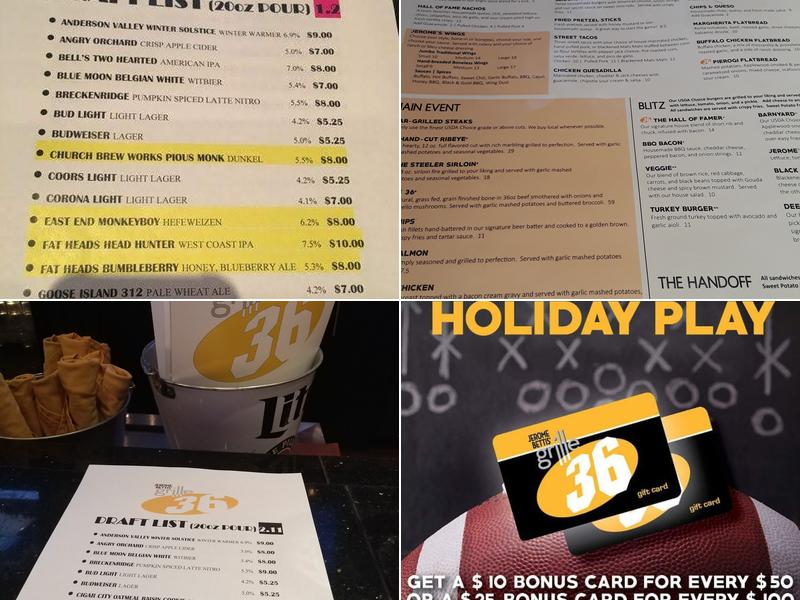 Jerome Bettis' Grille 36 Menu