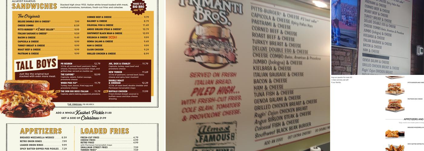 Primanti Bros. Restaurant and Bar Menu