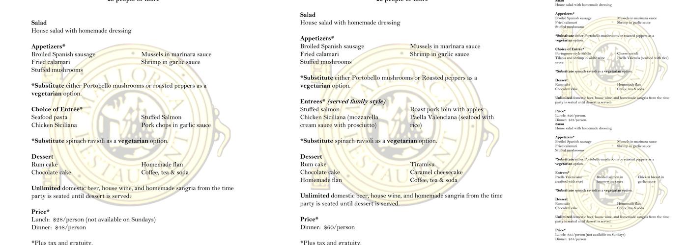 Mallorca Restaurant Menu