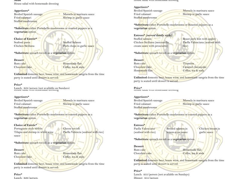 Mallorca Restaurant Menu