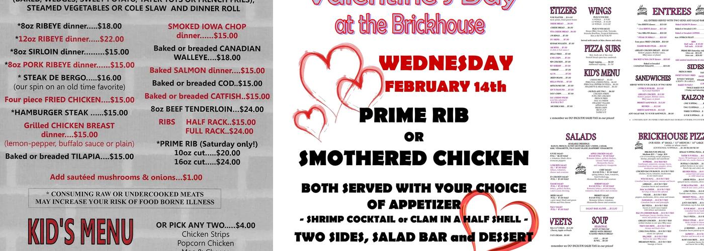Brickhouse Pizza Menu