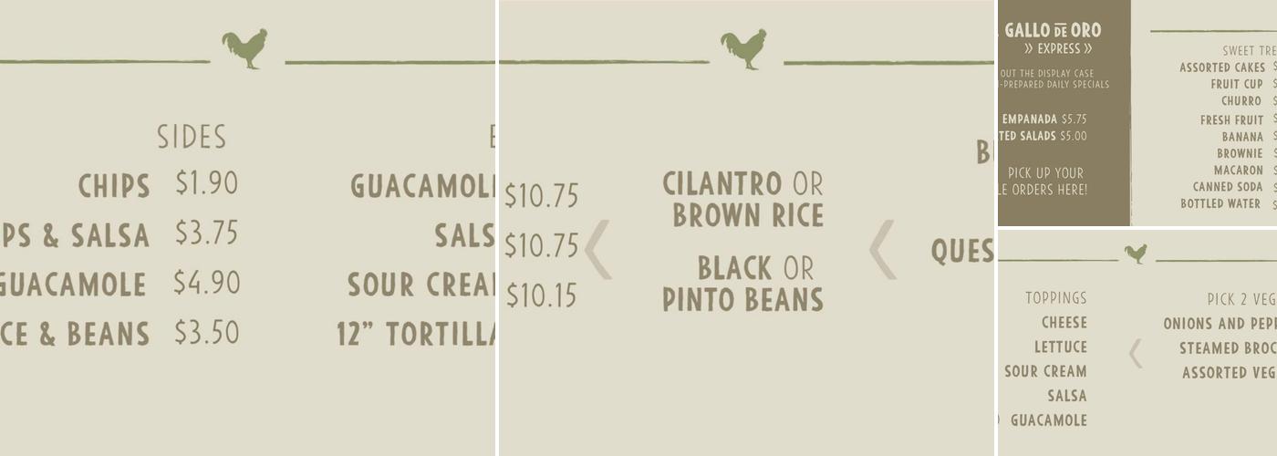 El Gallo de Oro Menu