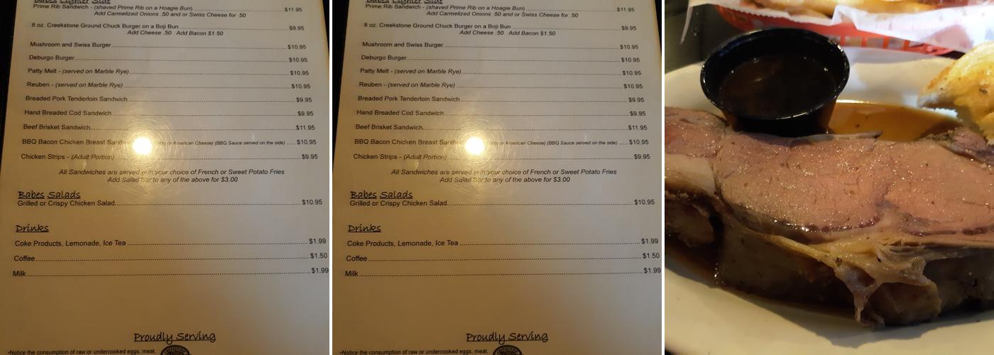 Babe's Steakhouses Menu