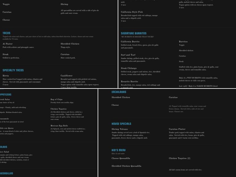 Los Chiludos Fresh Mexican Grill Menu