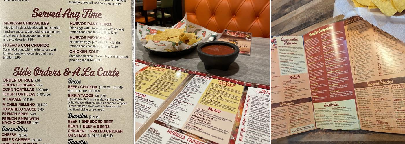 El Campesino Menu