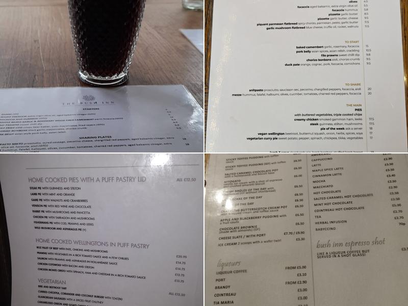 The Bush Inn Menu