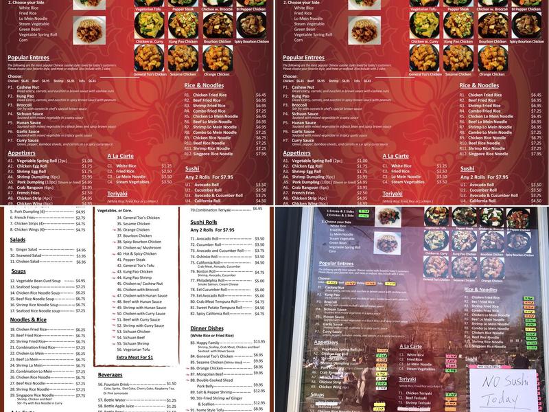 Asia Tea House Menu