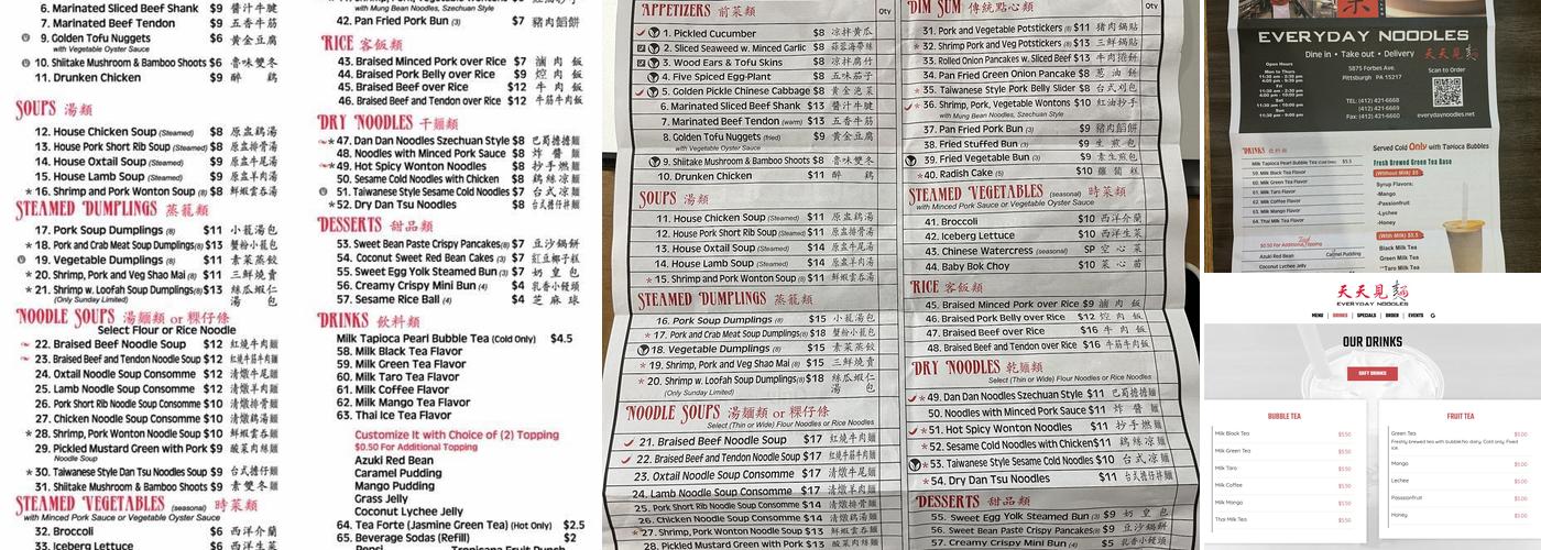 Everyday Noodles Menu