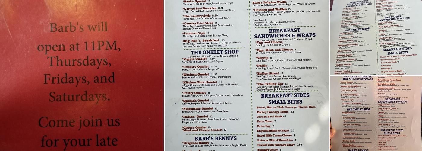 Barb's Corner Kitchen Menu