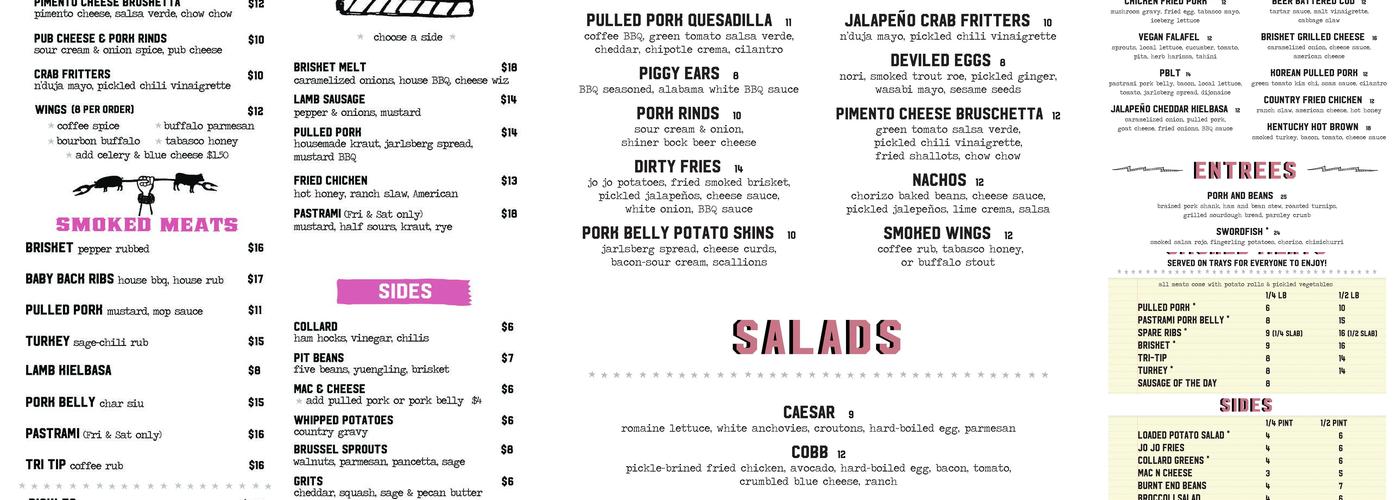 Pork & Beans Menu