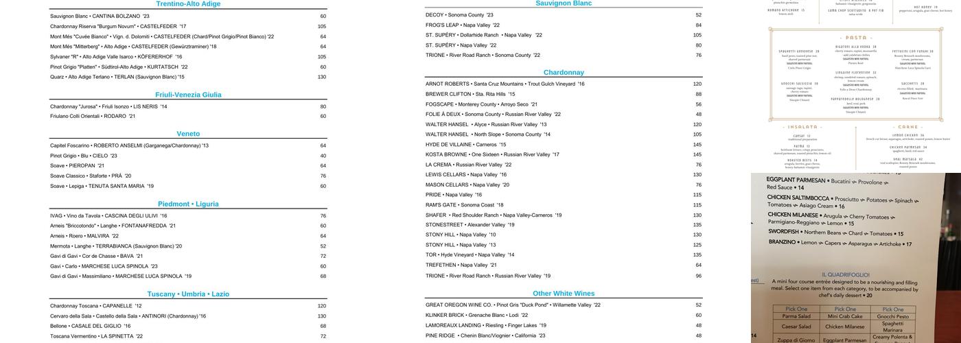 Vallozzi's Pittsburgh Menu