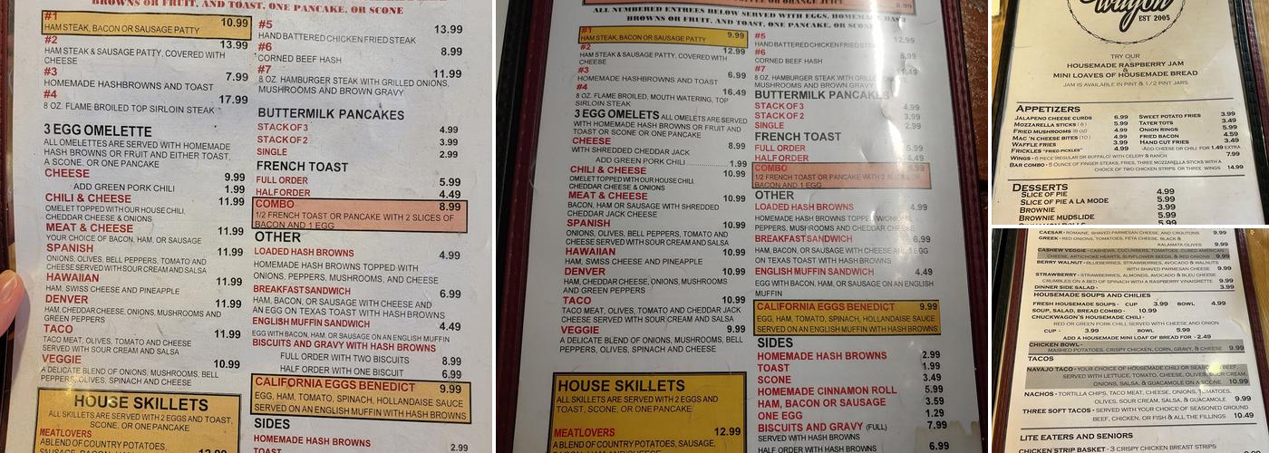 Chuckwagon Restaurant Lava Menu