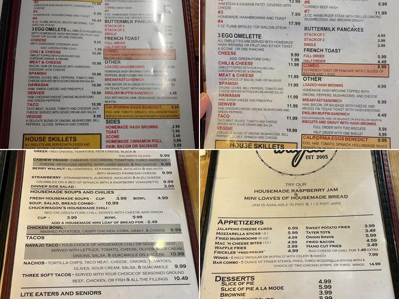 Chuckwagon Restaurant Lava Menu