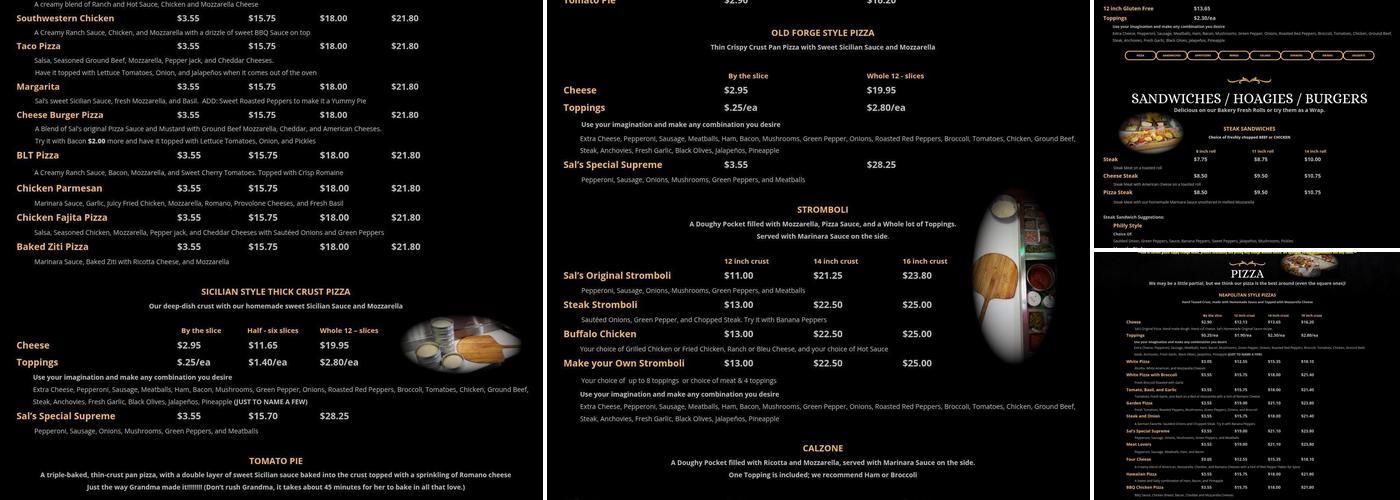Sal's Pizza Menu